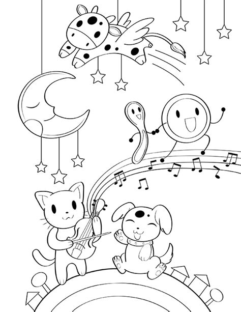 Printable Hey Diddle Diddle Coloring Page