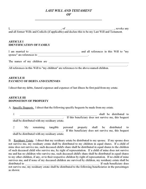 Simple Will For Married Person By State - Free Printable Legal Forms