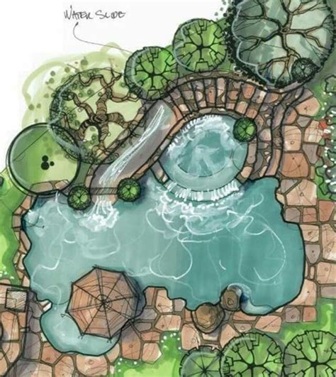 #alberca #agua #relajado #al #aire #libre #dibujo | Landscape design drawings, Landscape ...