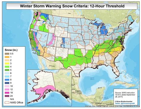 Winter Storm Warning (Snow) Criteria