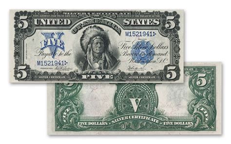 1899 Five Dollar Silver Certificate Oncpapa Indian Chief VF XF ...