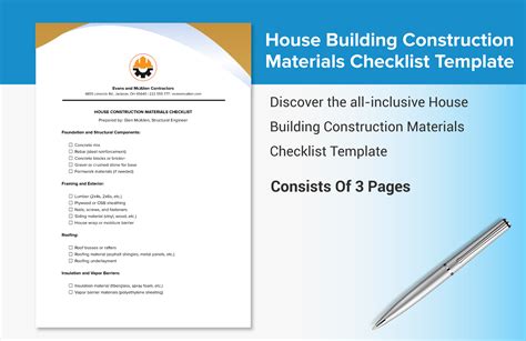 House Building Construction Materials Checklist Template in Word, PDF ...