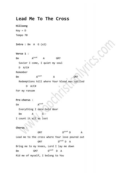 Lead Me To The Cross chords Ã¢Â€Â“ Hillsong - Top Christian Lyrics