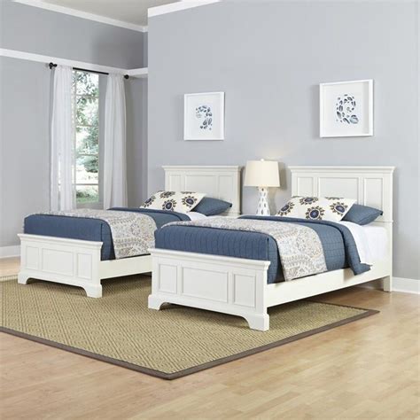 Home Styles Naples Two Twin Beds 3 Piece Bedroom Set in White