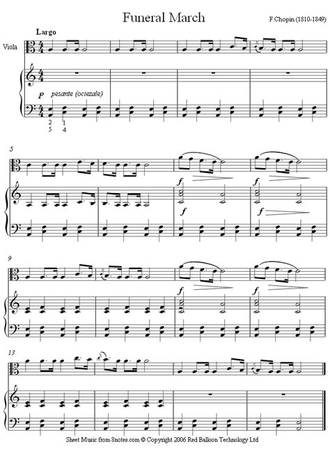 ﻿Chopin - Funeral March sheet music for Viola - 8notes.com