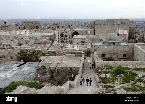 A view inside the citadel in the old town of Aleppo, Syria Stock Photo ...