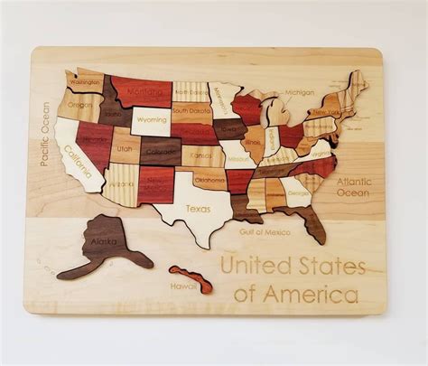 Wooden map puzzle - United states map - continent maps - country map ...