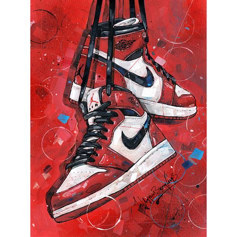 Nike air jordan 1 retro og gs Chicago painting (30x40cm) – Jos ...