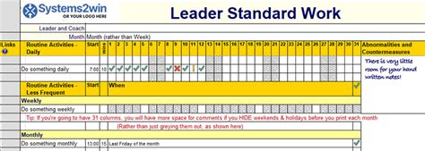 Leader Standard Work template