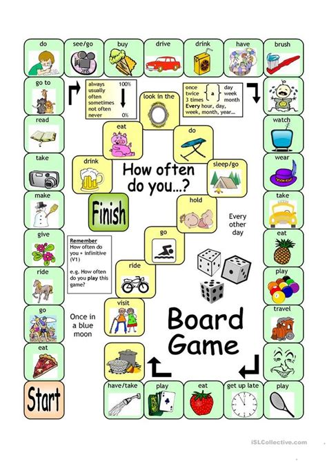 Board Game - How Often? worksheet - Free ESL printable worksheets made ...