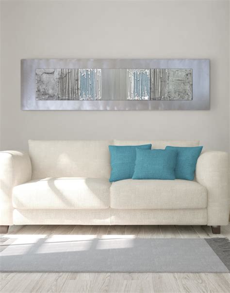 Teal Grey Shadows - Silver Wall Art, Contemporary Art UK