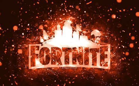 تحميل خلفيات شعار Fortnite البرتقالي, 4 ك, أضواء النيون البرتقالية, إبْداعِيّ ; مُبْتَدِع ...