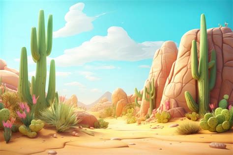 Desert landscape outdoors cartoon. AI | Free Photo Illustration - rawpixel