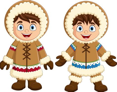 Cartoon eskimo kids wearing traditional clothes 15219834 Vector Art at ...