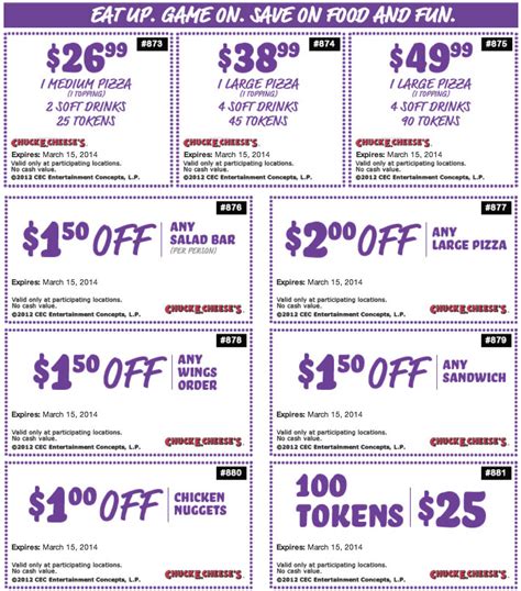 Chuck E. Cheese’s Canada Printable Coupons (Save on Tokens, Pizza & more) | Canadian Freebies ...