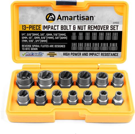 Hand Tools Bolt Remover Tool by KAKO 13 Pcs Impact Bolt Nut Removal ...