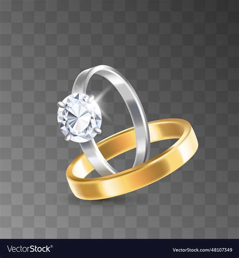 Golden and silver wedding rings decorated Vector Image