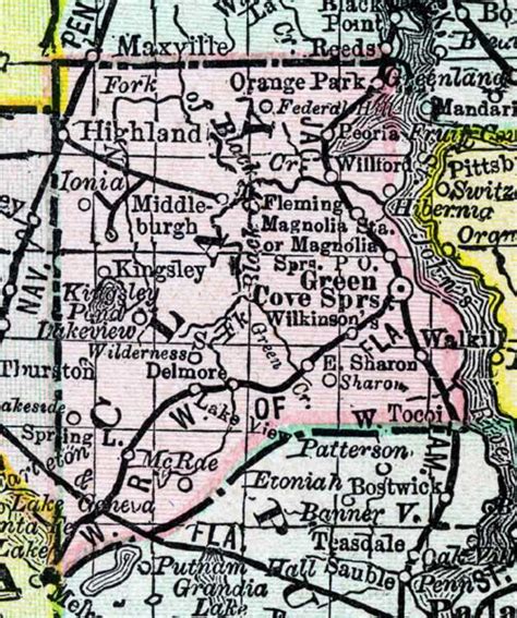 Map of Clay County, Florida, 1888