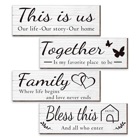 4 Pieces Home Wall Decor Signs, THIS IS US/ TOGETHER/ BLESS THIS HOME/ FAMILY Wall Decor For ...