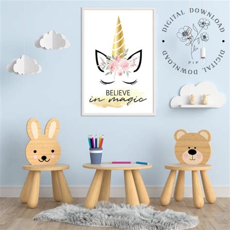 Magical Unicorn Printable Art Believe in Magic Unicorn Wall - Etsy