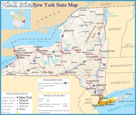 New York map state - TravelsFinders.Com