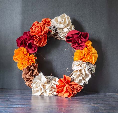 Fabric Flower Fall Wreath - Super Easy Tutorial For Any Season