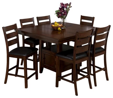 Jofran 337-54 Taylor 7-Piece Butterfly Leaf Counter Height Table Set ...