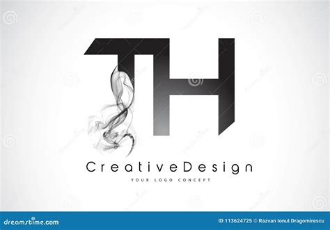 TH Letter Logo Design with Black Smoke. Stock Vector - Illustration of ...