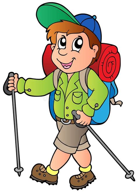 Cartoon hiker boy stock vector. Illustration of drawing - 20473074