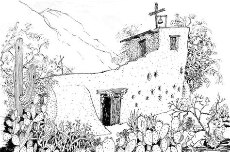 De Grazia Chapel, Tucson, Arizona Drawing by James Lewis Hamilton ...