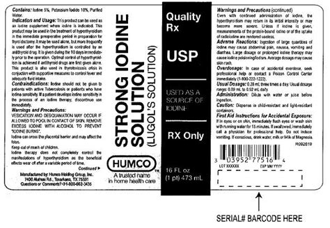 Lugol's 2 Iodine Dosage Chart