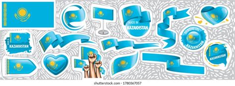 Vector Set National Flag Kazakhstan Various Stock Vector (Royalty Free) 1780367057 | Shutterstock