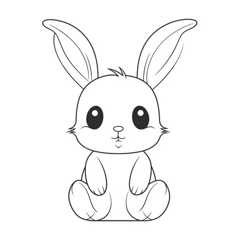 Cute Little Bunny Coloring Page Outline Sketch Drawing Vector, Bunny ...