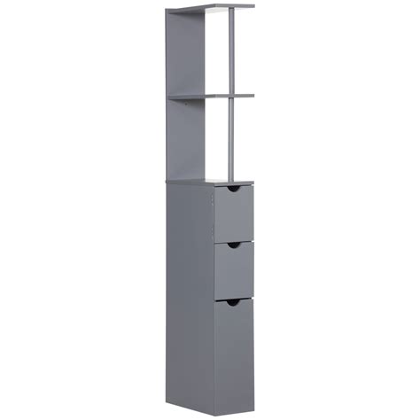 HOMCOM 54" Tall Bathroom Storage Cabinet, Freestanding Linen Tower with 2-Tier Shelf and Drawers ...