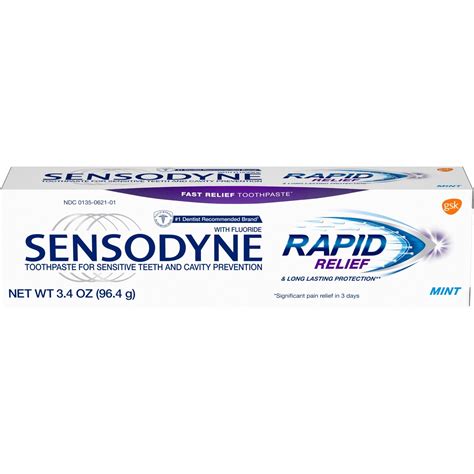 Sensodyne Rapid Relief Toothpaste for Sensitive Teeth, Mint, 3.4 Ounce ...