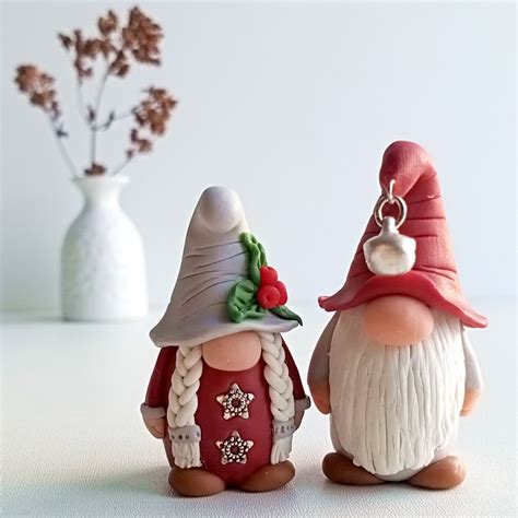 Miniature fairy garden couple gnome/Polymer clay gnomes/Shel - Inspire ...