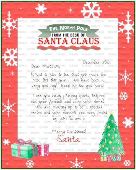 Letter From Santa Santa Nice List Santa Claus Letter From | Etsy