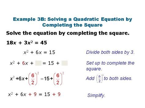 Completing square of a quadratic function Warm Up