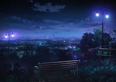 Anime City Background Night