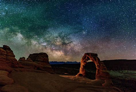 Delicate Arch Rainbow Milky Way Photograph by Dean Bjerke | Pixels