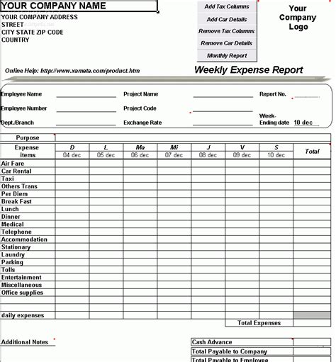 Expense Sheet 1.02 - Download, Screenshots