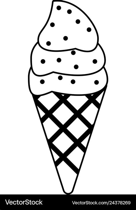 Ice cream cone with scoops in black and white Vector Image