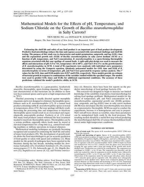 (PDF) Mathematical Models for the Effects of pH, Temperature, and ...