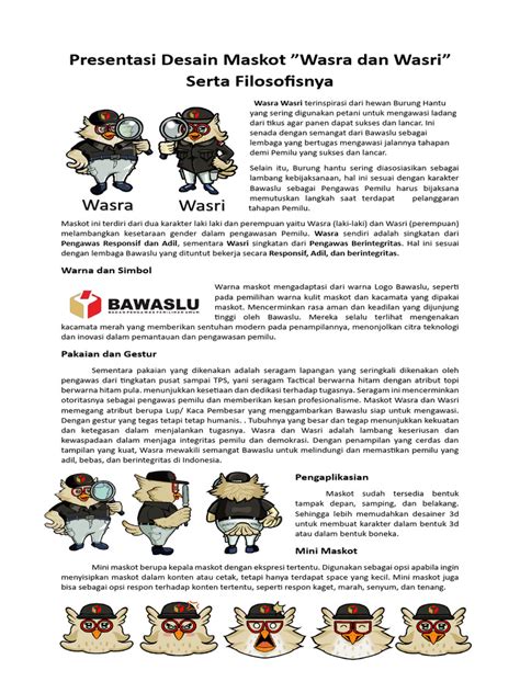 Presentasi Desain Maskot Wasra Wasri - Dinding Warna | PDF