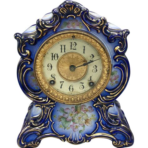 Antique 1882 Ansonia Blue Porcelain Mantel Clock Towanda Model | Mantel clock, Clock, Antique clocks