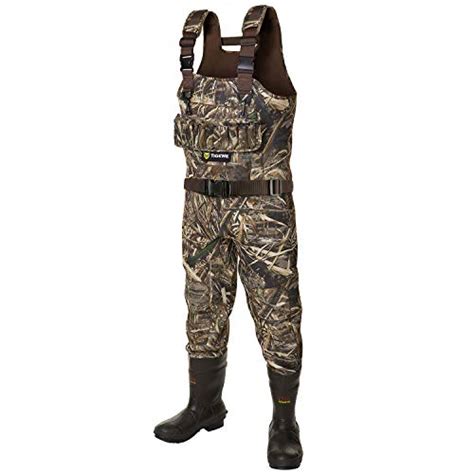 TIDEWE Hunting Wader with 1400 Gram Insulation Rubber Boots, 5mm Neoprene Waterproof Chest Wader ...