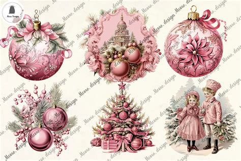 Christmas Pink Ornaments Cliparts Graphic by MeowwDesign · Creative Fabrica