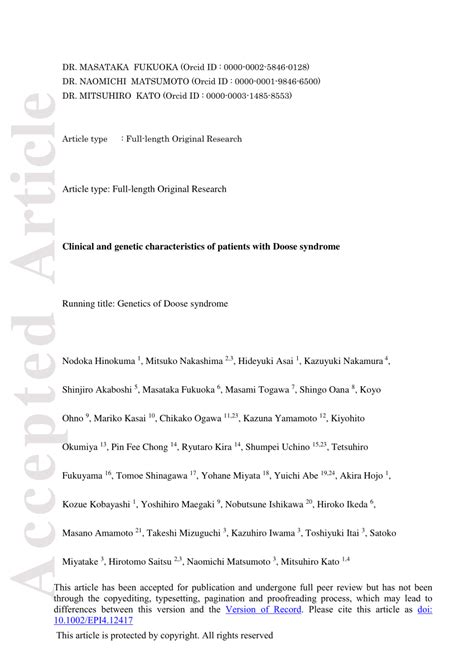 (PDF) Clinical and genetic characteristics of patients with Doose syndrome