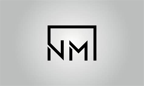 Letter NM logo design. NM logo with square shape in black colors vector ...