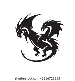 Dragon Black White Silhouette Illustration Stock Vector (Royalty Free ...